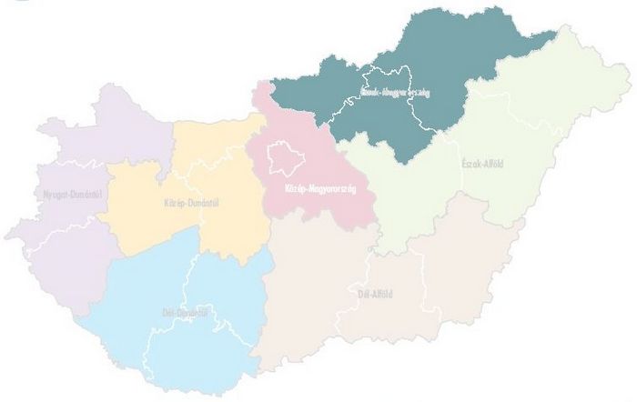 Észak-Magyarország statisztikai régió térképen